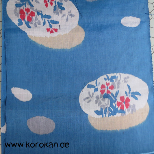 Wolken auf blau Kasuri zarter Kimono Stoff, zellulosische Faser