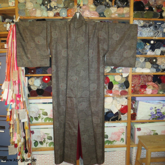Kugel Chrysanthemen Kasuri Tsumugi Seiden Kimono