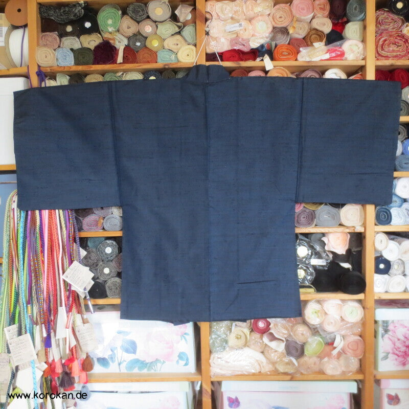 Spatz im Bambus gemaltes Futter, Haori Tsumugi Seide Kimono Jacke