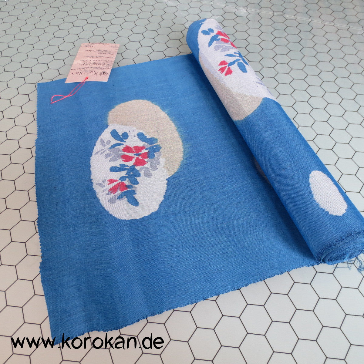Wolken auf blau Kasuri zarter Kimono Stoff, zellulosische Faser