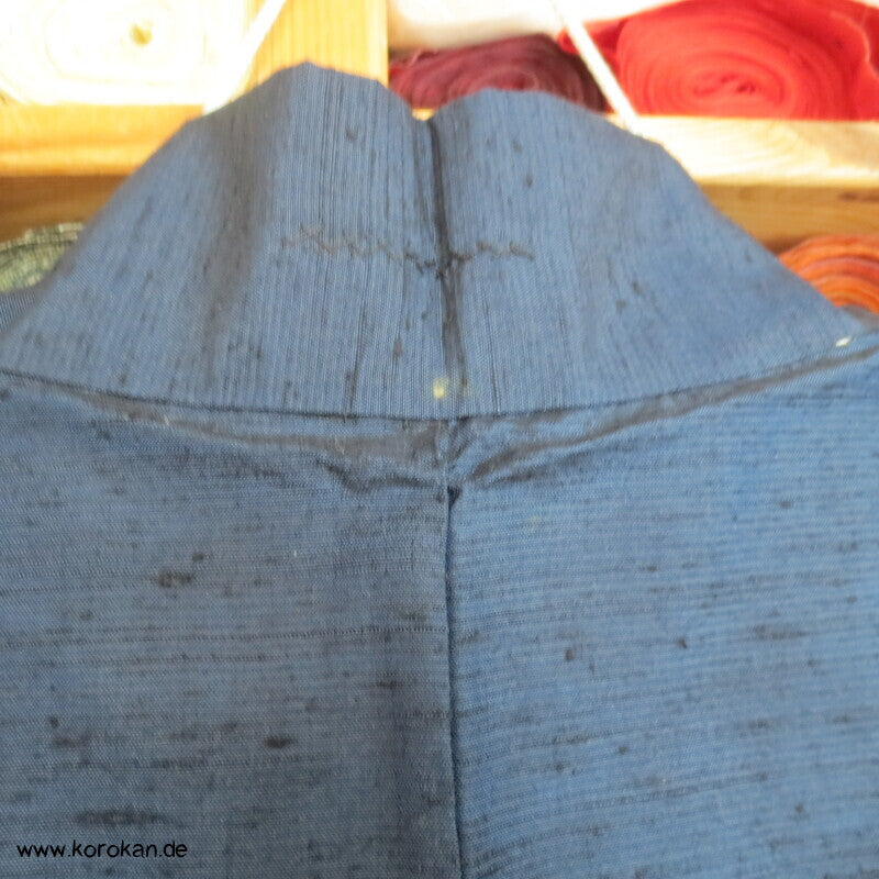 Spatz im Bambus gemaltes Futter, Haori Tsumugi Seide Kimono Jacke