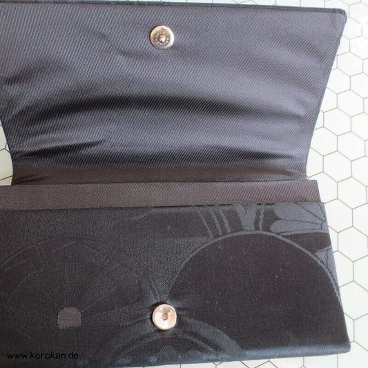 schwarze Seidendamast Clutch Tasche - für Party oder Silvester, Oper etc..