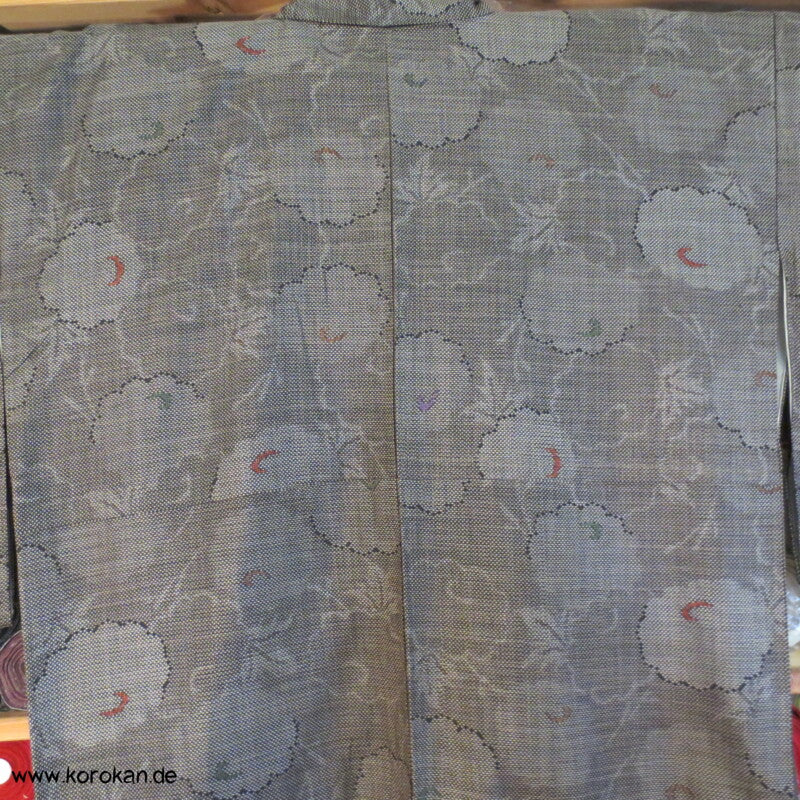 Kugel Chrysanthemen Kasuri Tsumugi Seiden Kimono