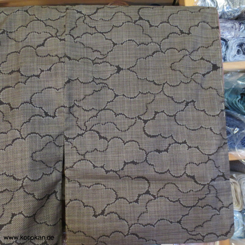 Wolken sand - schwarz Kasuri Tsumugi Seiden Kimono