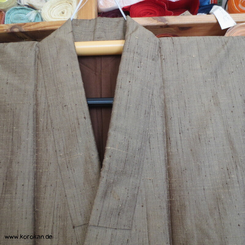hellbraun - messing Herren Tsumugi Seiden Kimono