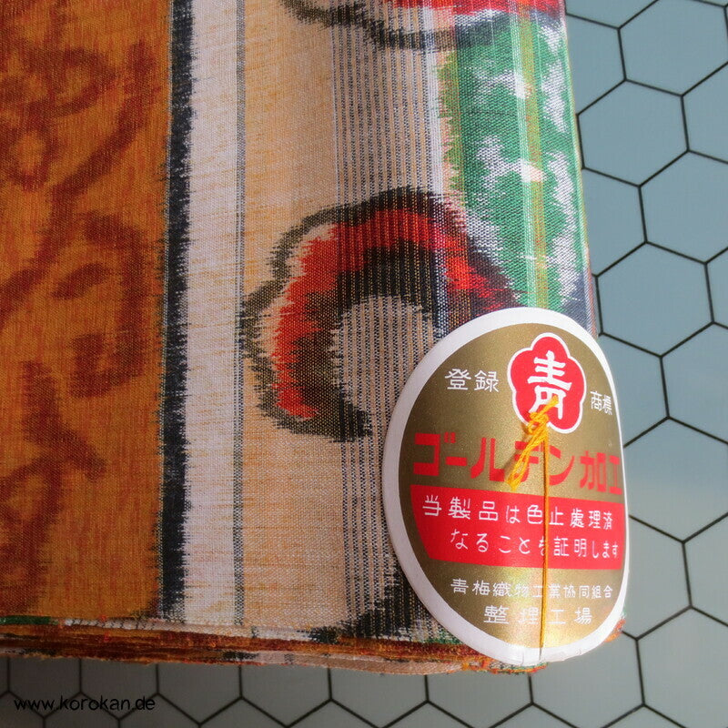 japanischer Karakusa Streifen Kett Kasuri Baumwollstoff - Originalgeheftet