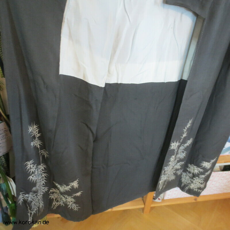 Bambus auf schiefergrauer Crepe Seide Iro Tomesode Kimono