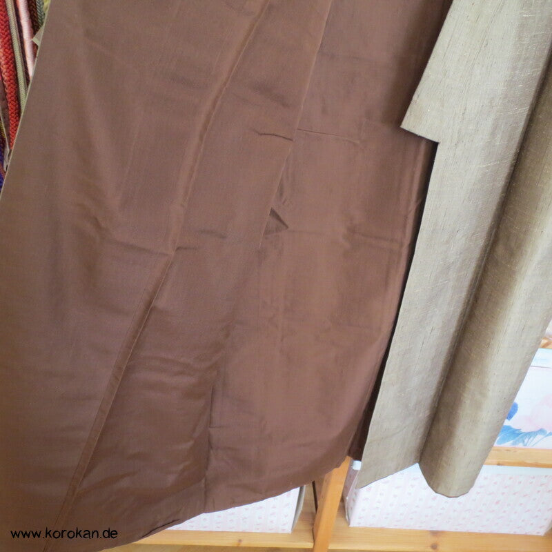 hellbraun - messing Herren Tsumugi Seiden Kimono