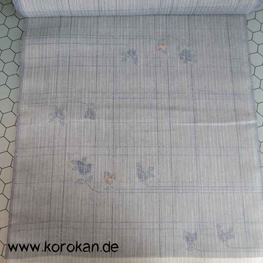 Blüten Überkaro Jacquard Decoupé Kimono Stoff, Seide Mischgewebe