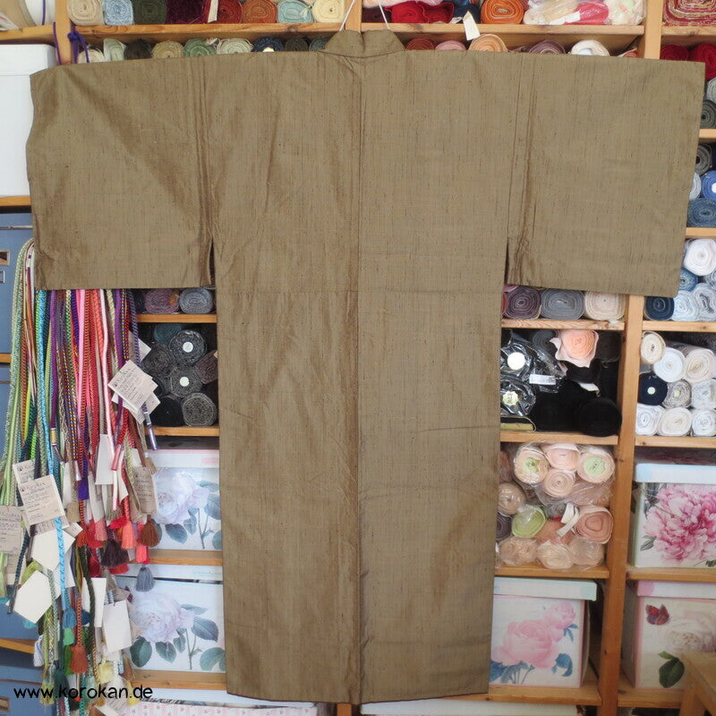 hellbraun - messing Herren Tsumugi Seiden Kimono