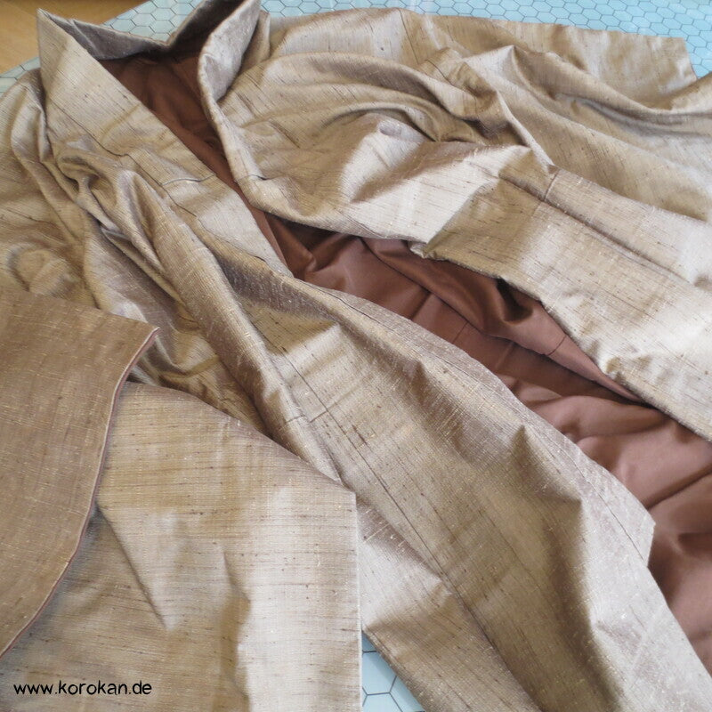 hellbraun - messing Herren Tsumugi Seiden Kimono