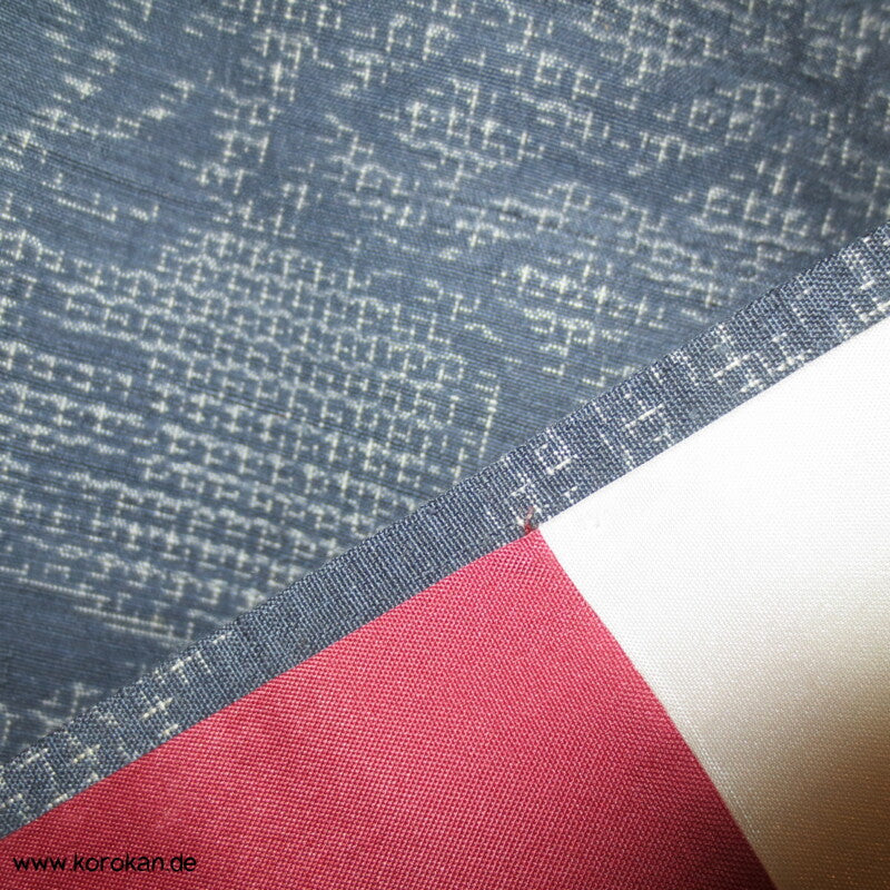 blaugraue Fächer Kasuri Tsumugi Seiden Kimono