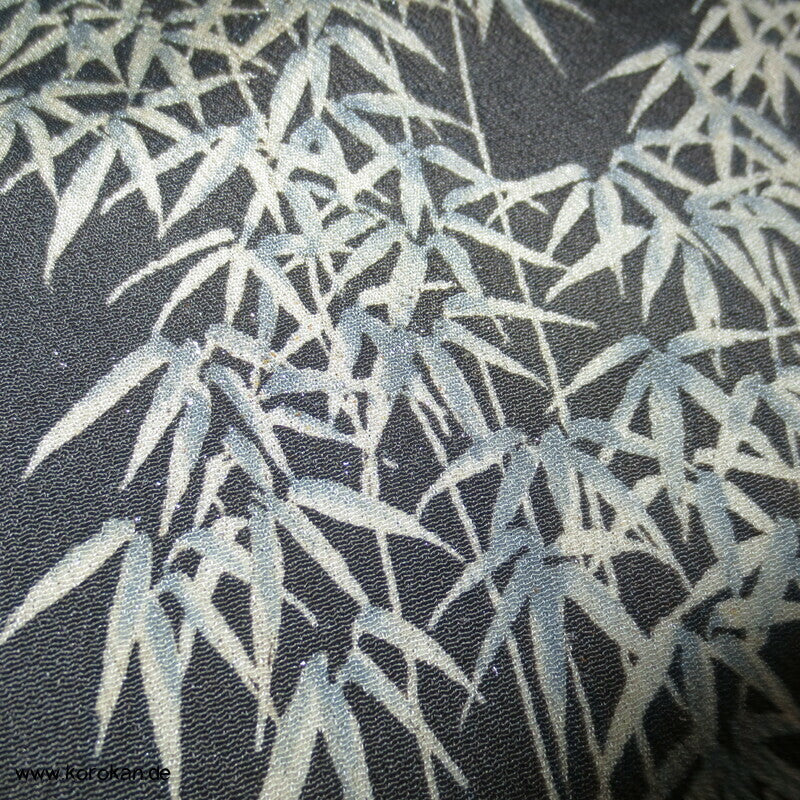 Bambus auf schiefergrauer Crepe Seide Iro Tomesode Kimono
