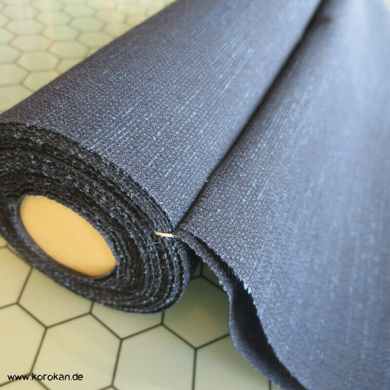 blauschwarze leichte Wolle / Seide Männer Kimono Tanmono
