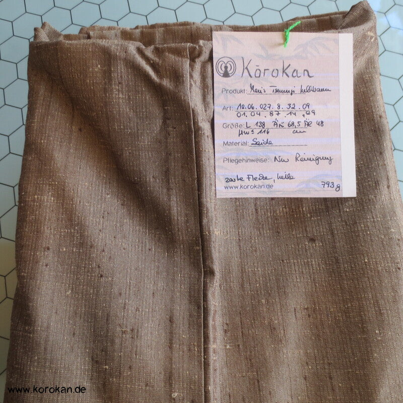 hellbraun - messing Herren Tsumugi Seiden Kimono