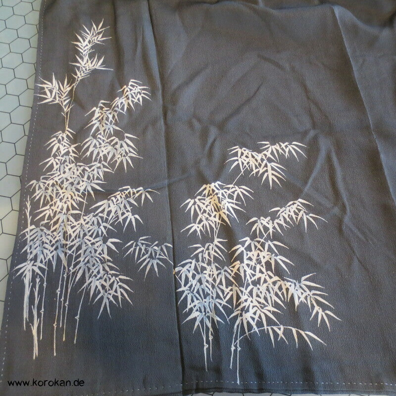 Bambus auf schiefergrauer Crepe Seide Iro Tomesode Kimono