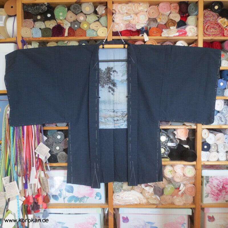 Haori Tsumugi Seide Kimono Jacke, handgemaltes Landschaftsfutter