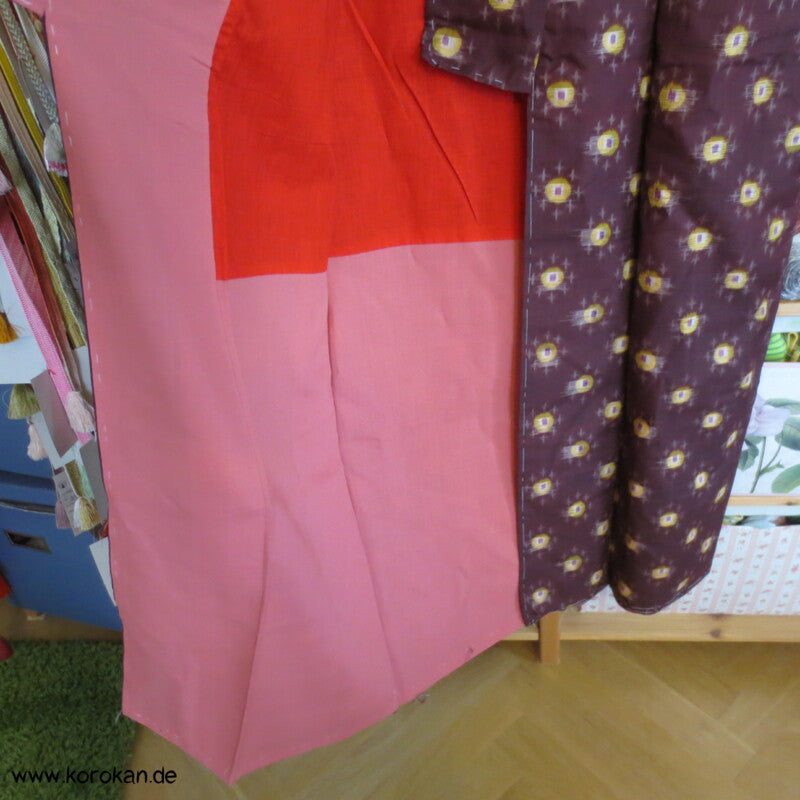 Japan Art Deco Avocado auf Aubergine Meisen Seiden Kimono