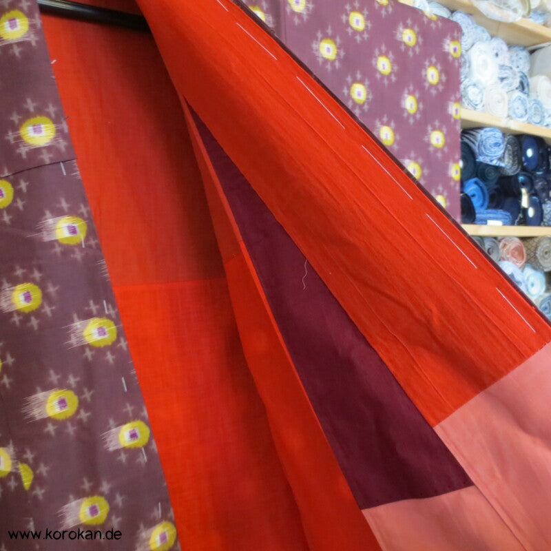 Japan Art Deco Avocado auf Aubergine Meisen Seiden Kimono