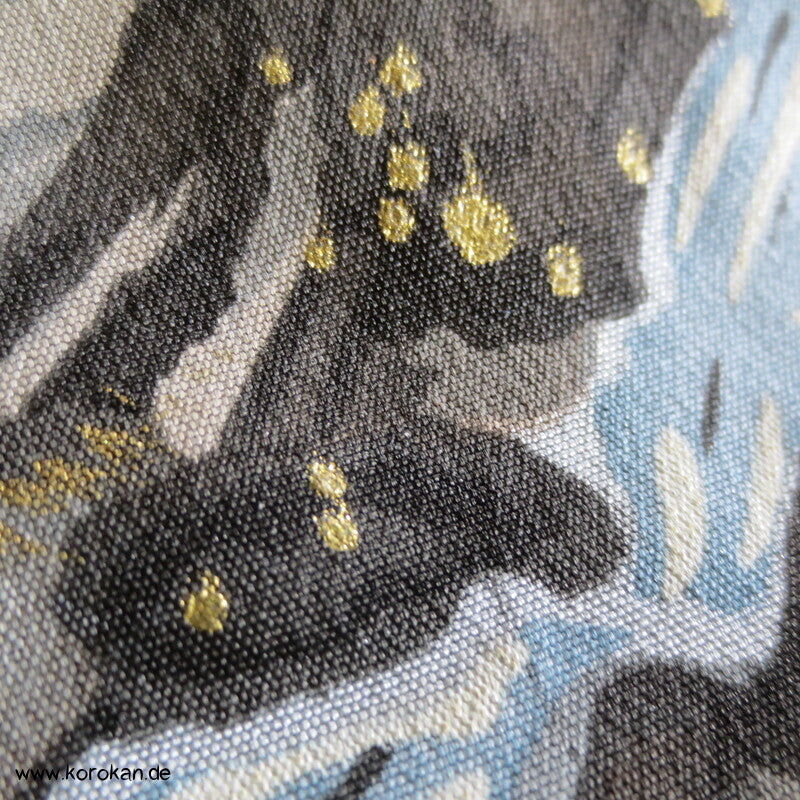 Haori Tsumugi Seide Kimono Jacke, handgemaltes Landschaftsfutter