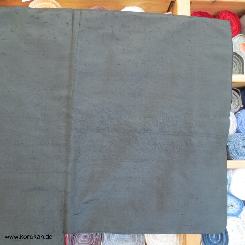 Spatz im Bambus gemaltes Futter, graue Tsumugi Seide Haori Kimono Jacke
