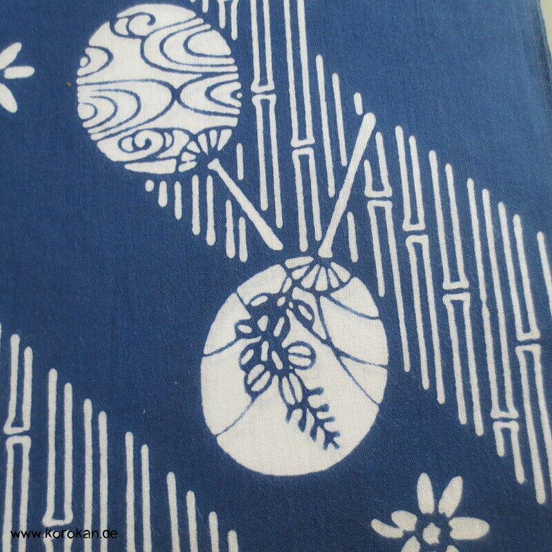 runde Fächer, Bambus Wellenstreifen japanischer Yukata Kimono Baumwoll Stoff