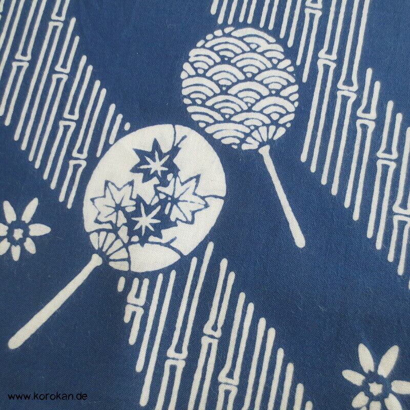 runde Fächer, Bambus Wellenstreifen japanischer Yukata Kimono Baumwoll Stoff