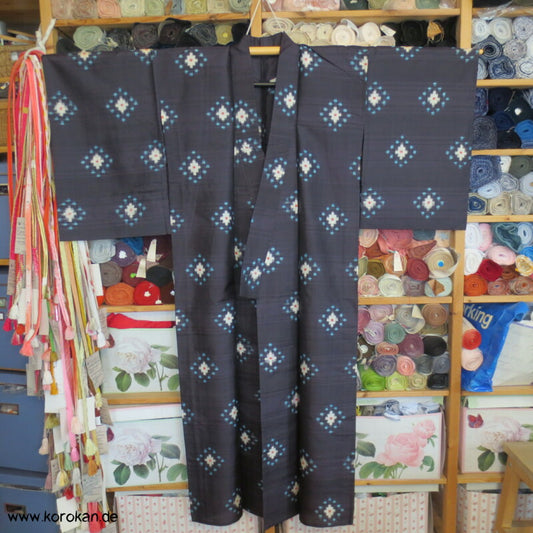 Kasuri Rauten Hitoe Meisen Seiden Kimono