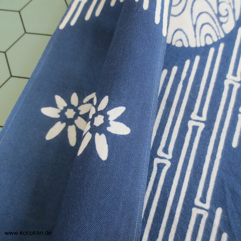 runde Fächer, Bambus Wellenstreifen japanischer Yukata Kimono Baumwoll Stoff