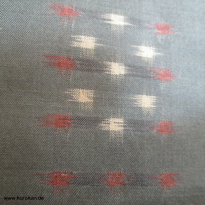 graugrün mit feinem Kasuri Karo Meisen Hitoe Kimono