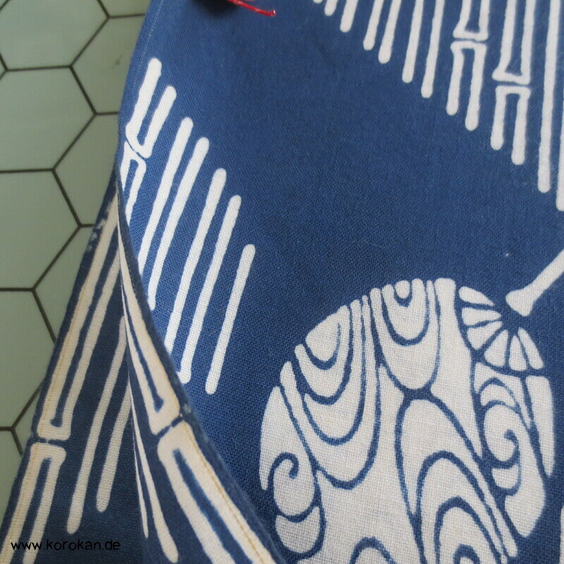 runde Fächer, Bambus Wellenstreifen japanischer Yukata Kimono Baumwoll Stoff