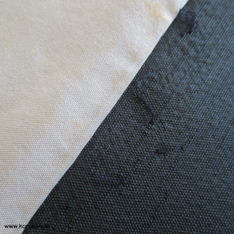 Spatz im Bambus gemaltes Futter, graue Tsumugi Seide Haori Kimono Jacke