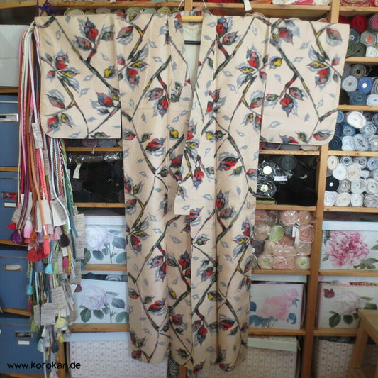 Seiden Meisen Komon Kimono Blätterzweige