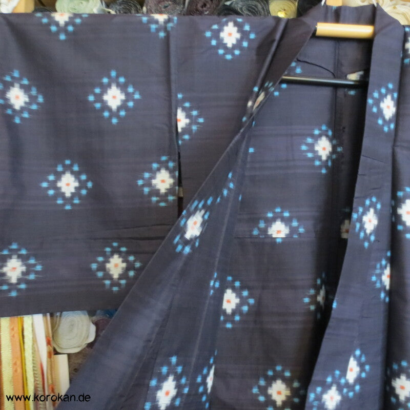 Kasuri Rauten Hitoe Meisen Seiden Kimono