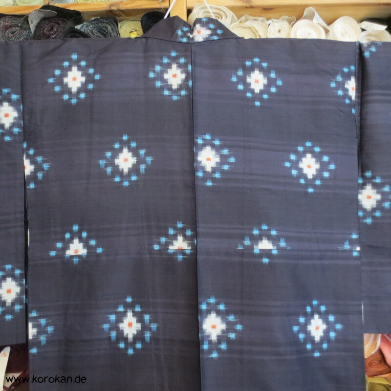 Kasuri Rauten Hitoe Meisen Seiden Kimono