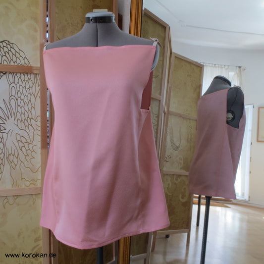 Kimono Seiden Top, rosa Sayagata Damast, Bindeträger