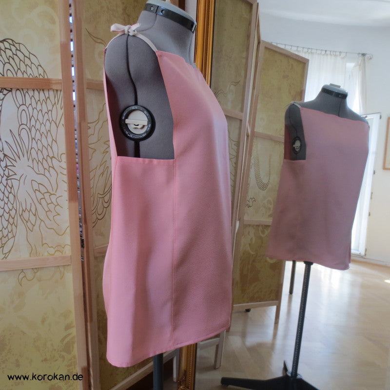 Kimono Seiden Top, rosa Sayagata Damast, Bindeträger