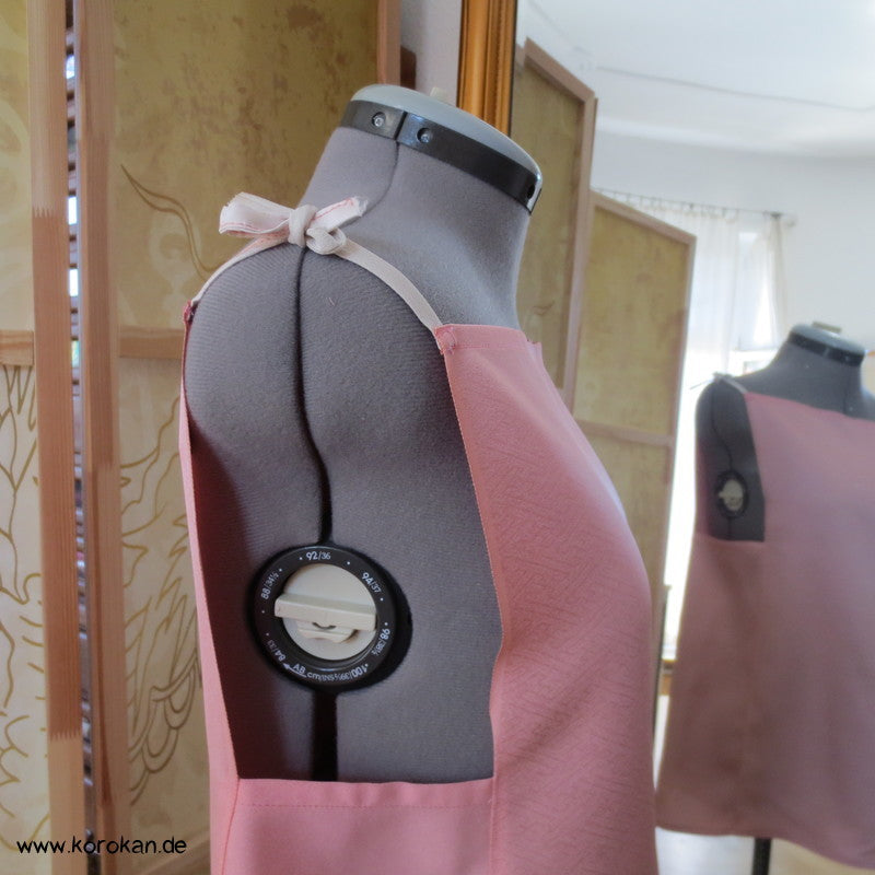 Kimono Seiden Top, rosa Sayagata Damast, Bindeträger