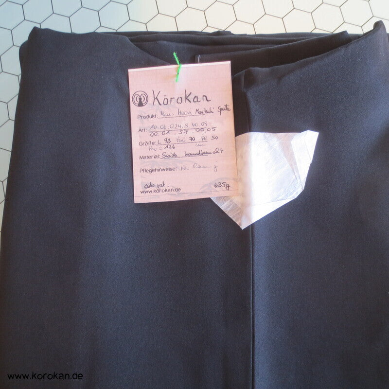 5 Mon schwarze Seidencrepe Haori Kimono Jacke, Spatzen in Kalebasse
