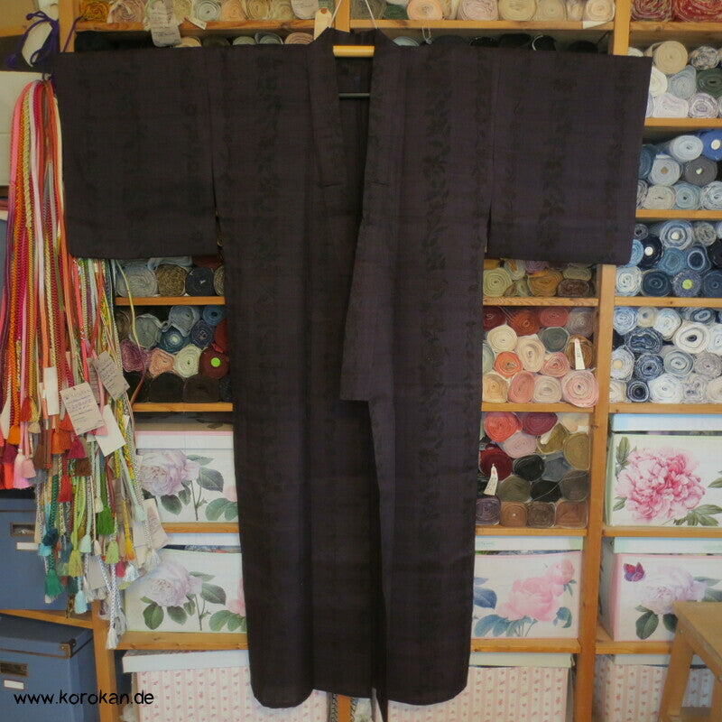 Hitoe Damen Kimono Tsumugi Seide Blüten Muster, ungefüttert