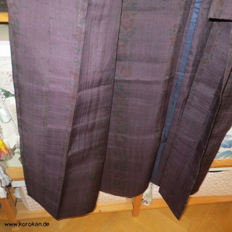 Hitoe Damen Kimono Tsumugi Seide Blüten Muster, ungefüttert