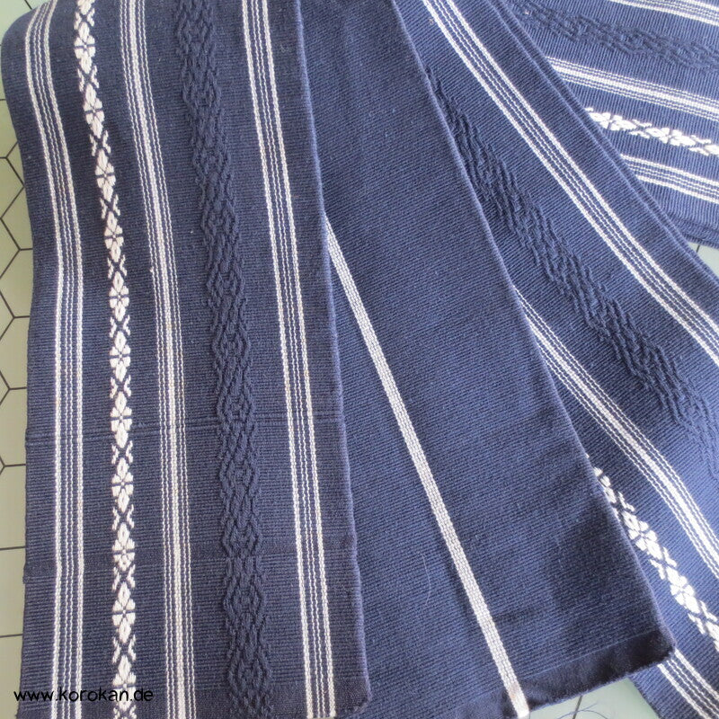 Kaku Kimono Gürtel Hakata, blau - weiße Baumwolle