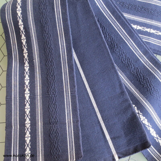 Kaku Kimono Gürtel Hakata, blau - weiße Baumwolle
