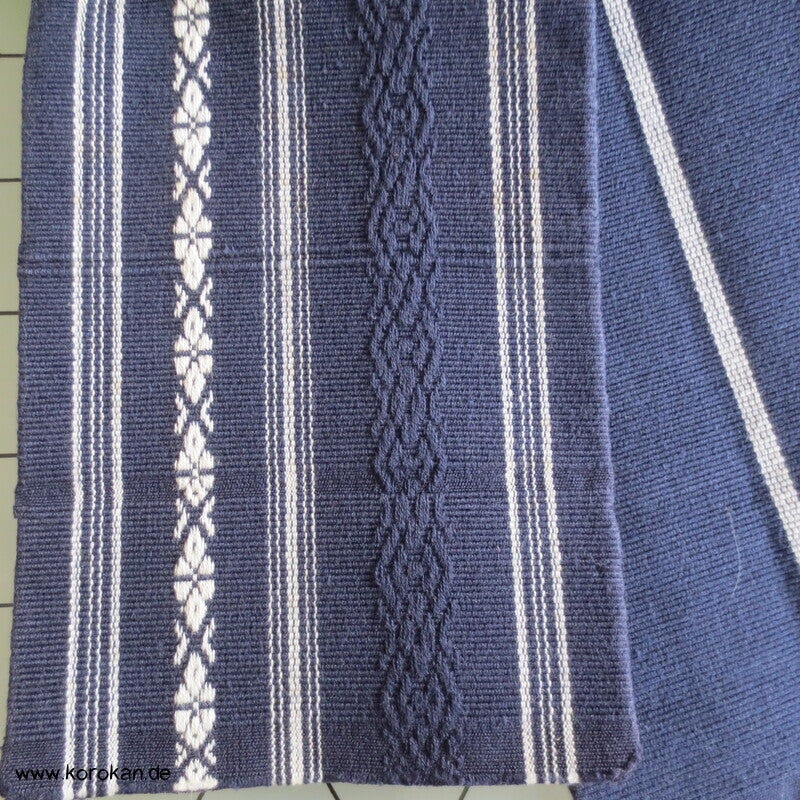 Kaku Kimono Gürtel Hakata, blau - weiße Baumwolle