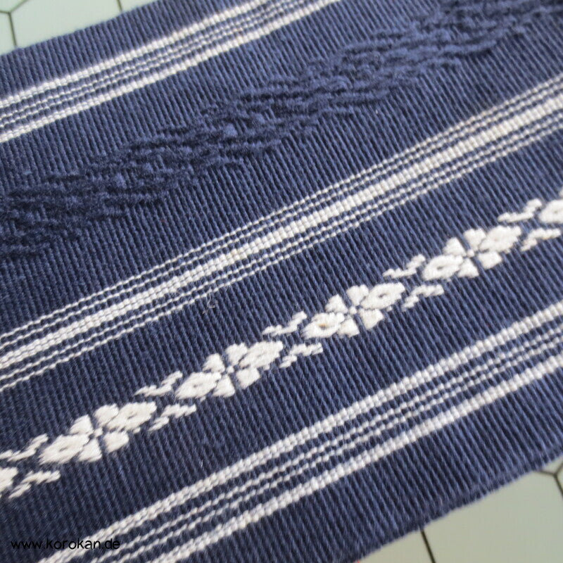 Kaku Kimono Gürtel Hakata, blau - weiße Baumwolle