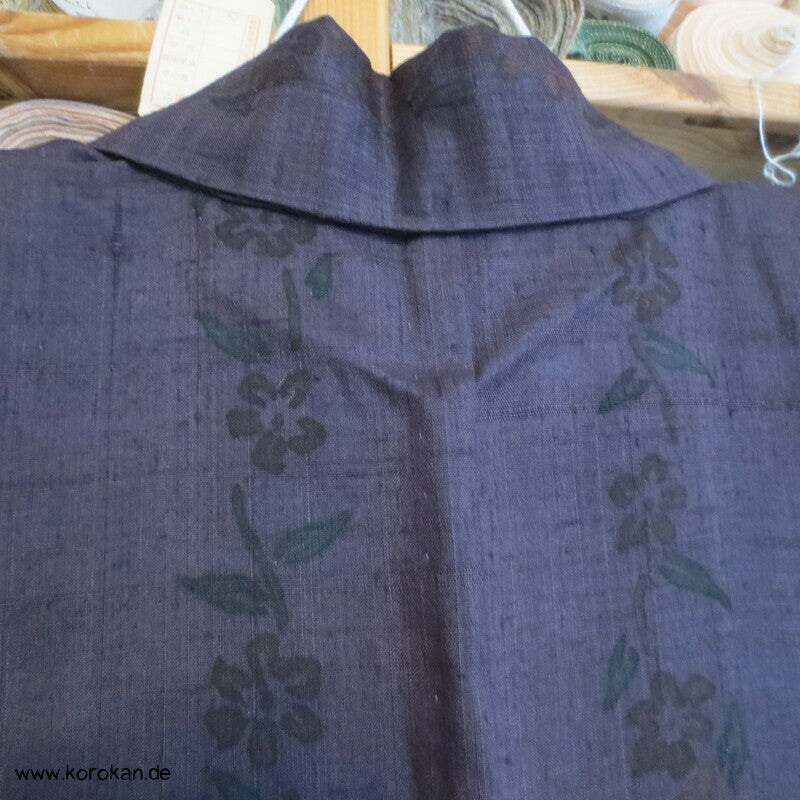 Hitoe Damen Kimono Tsumugi Seide Blüten Muster, ungefüttert