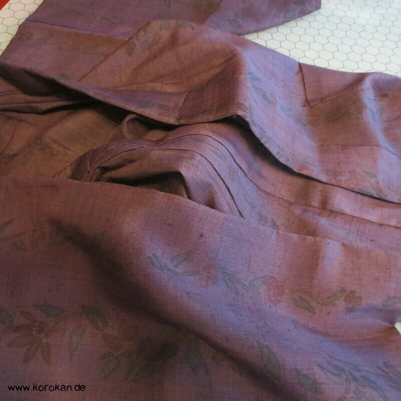 Hitoe Damen Kimono Tsumugi Seide Blüten Muster, ungefüttert