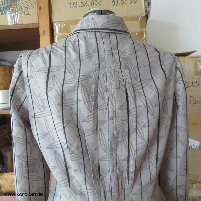 Blätter und Streifen Seiden Organza Crepe Upcycling Bluse