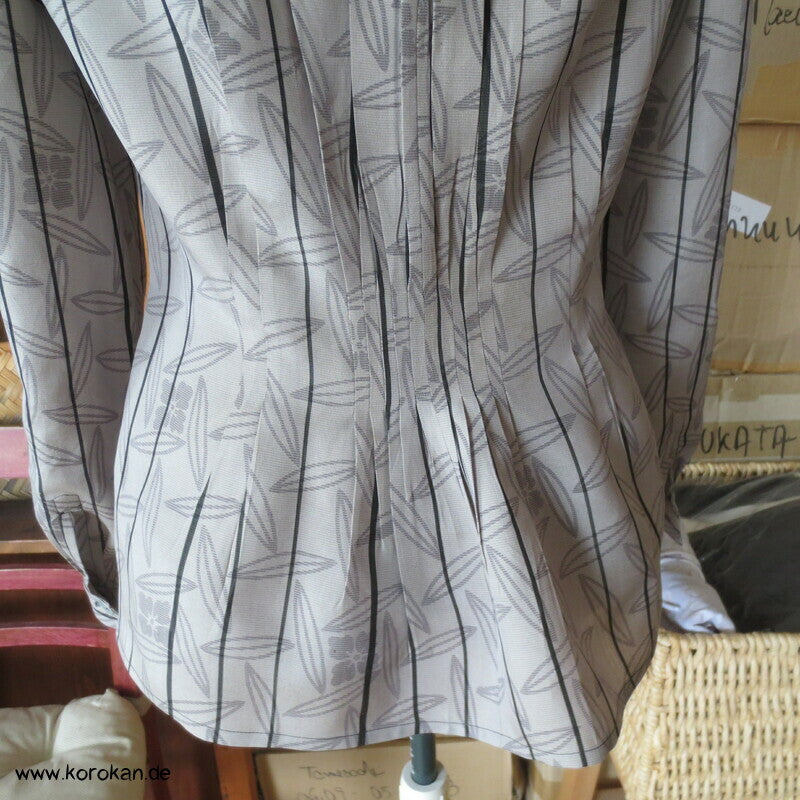 Blätter und Streifen Seiden Organza Crepe Upcycling Bluse