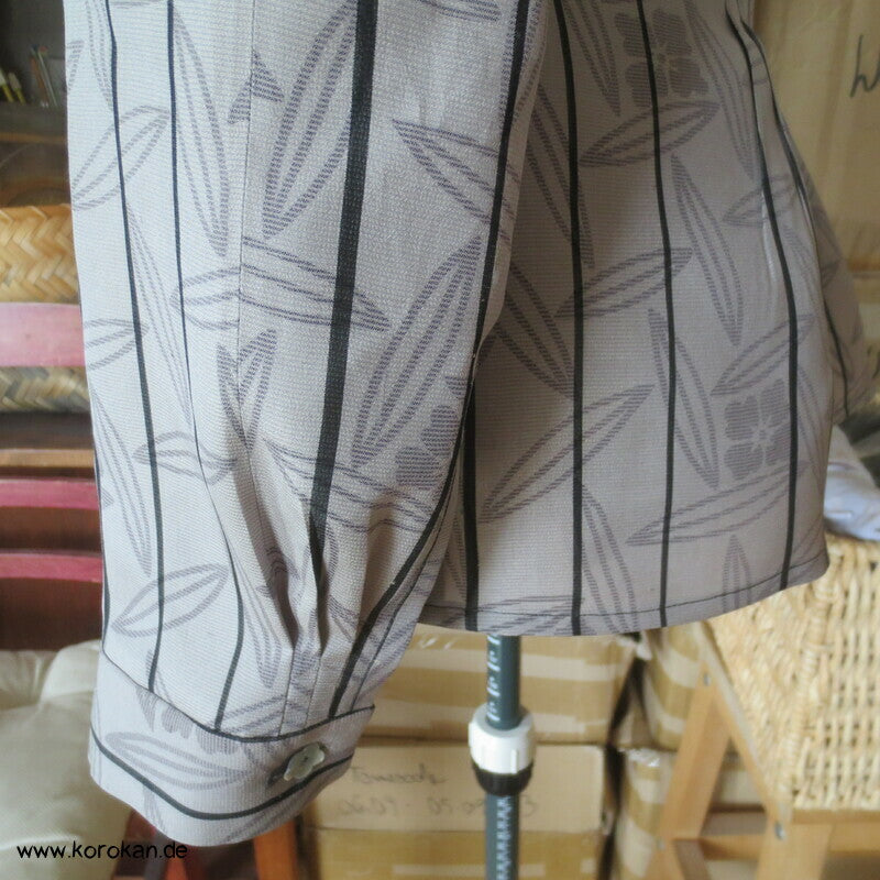 Blätter und Streifen Seiden Organza Crepe Upcycling Bluse